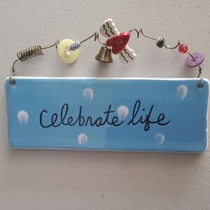 Inspiring Blue 'Celebrate Life' Wall Art